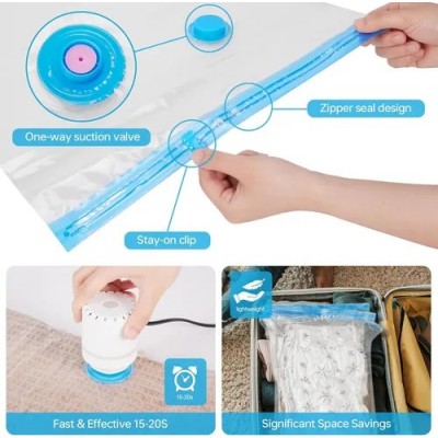 Bolsas Almacenamiento Al Vacío Ropa Y Bomba Eléctrica 15pcs